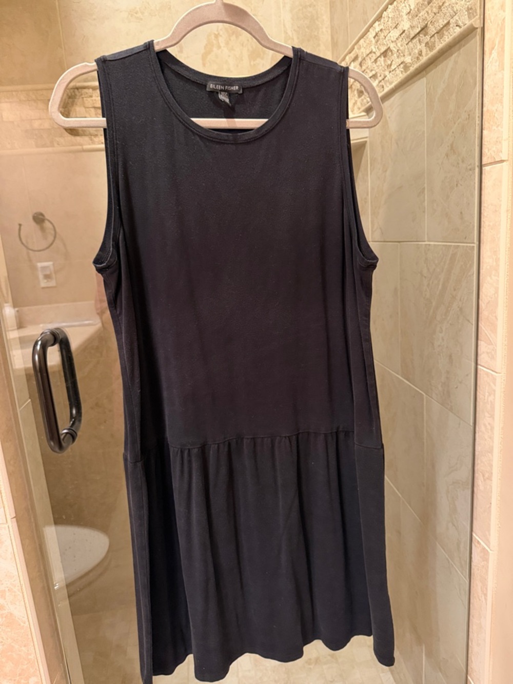 Eileen Fisher Black Sleeveless Drop-Waist Dress EUC large